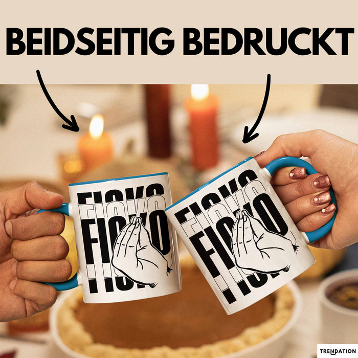 Italiener Geschenk Tasse Ficko Italienische Handbewegeung Kaffee-Becher Blau Trendation