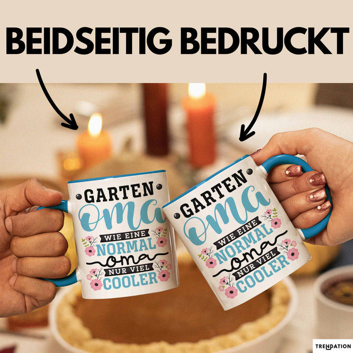Garten Oma Tasse Geschenk Muttertag Witziger Spruch Cooler Becher Blau Trendation