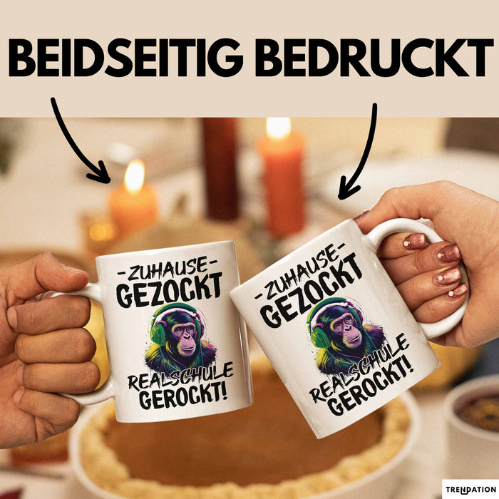 Realschule Bestanden Fachabitur Prüfung Zocker Tasse Geschenk Zuhause Gezockt Realschule Gerockt Kaffee-Becher Weiß Trendation