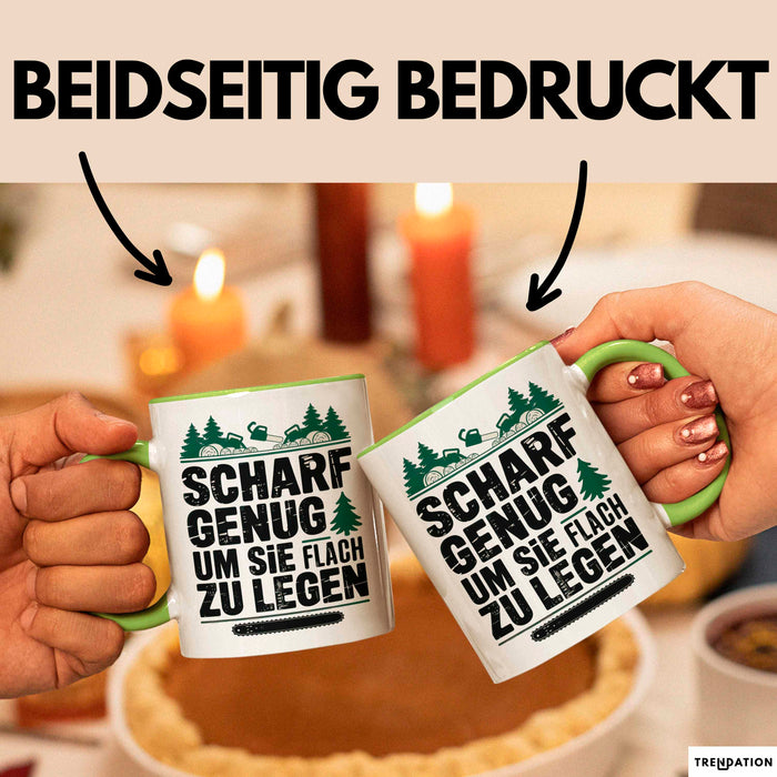 Holzarbeiter Tischler Tasse Geschenk Lustige Geschenkidee Scharf Genug Um Sie Alle Flach zu Legen Grün Trendation
