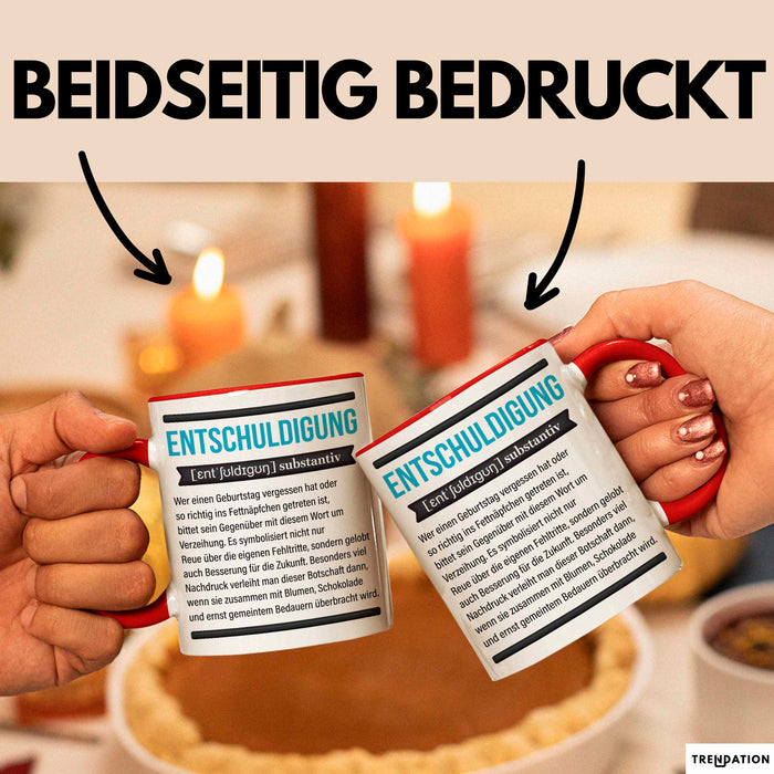 Entschuldigung Geschenk Tasse Es Tut Mir Leid Geburtstag Vergessen Nachträgliches Geschenk Becher Rot Trendation
