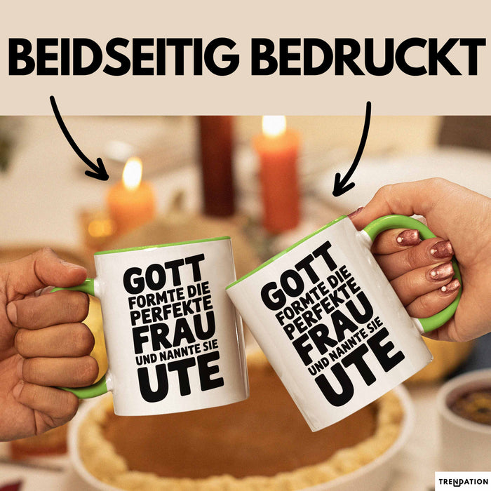 Ute Tasse Geschenk Gott Formte Die Perfekte Frau Ute Geschenkidee Grün Trendation