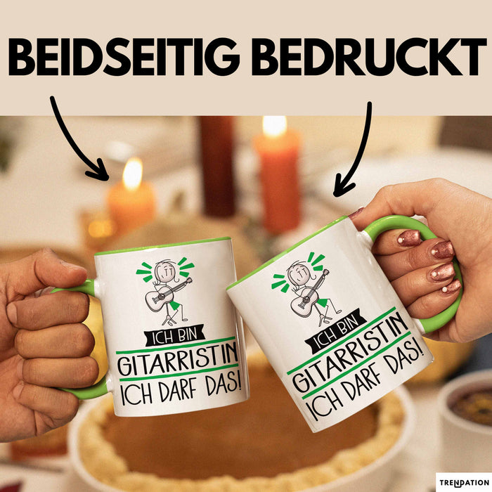 Geschenk für Gitarristin Tasse Lustige Geschenkidee Geburtstag Ich Bin Gitarristin Ich Darf Das Grün Trendation