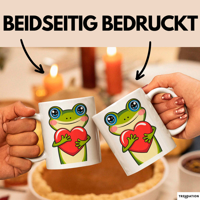 Frosch Herz Tasse Geschenk Lustige Geschenkidee Spruch Weiß Trendation
