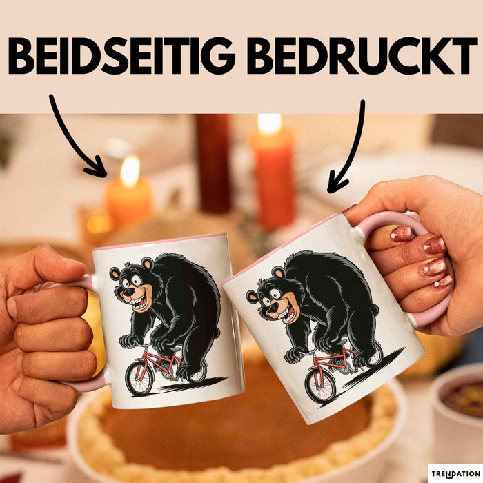 Bär Auf Fahrrad Tasse Geschenk Lustige Geschenkidee Spruch Rosa Trendation