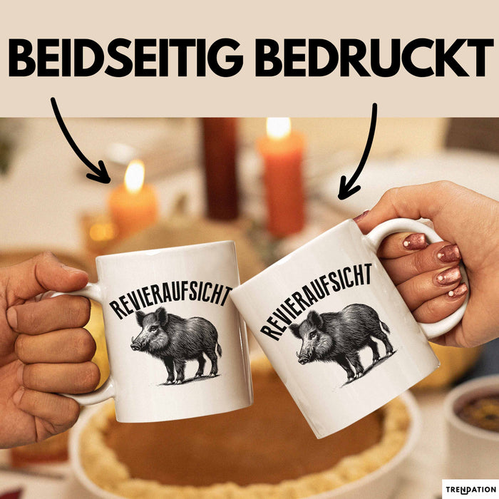 Jäger Tasse Geschenk Revieraufsicht Geschenkidee Wildschwein Geschenke Jägerin Weiß Trendation