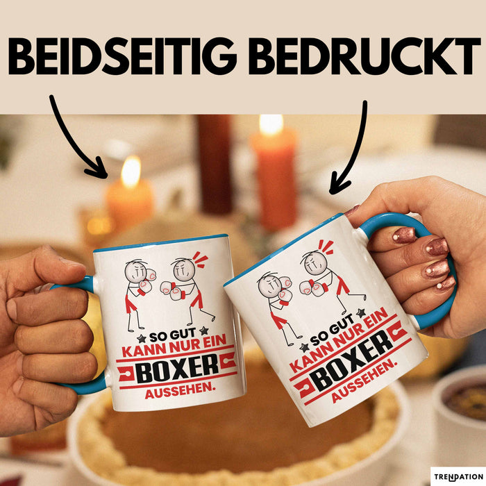 Boxer Geschenk Tasse So Gut Kann Nur Ein Boxer Aussehen Geschenkidee Kaffee-Becher Blau Trendation