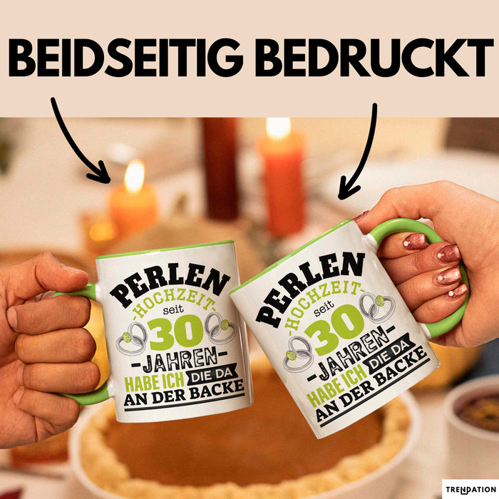 Perlenhochzeit Tasse Geschenk 30 Jahre Verheirtatet Geschenkidee Ehemann Ehefrau 30Er Jubuläum Becher Grün Trendation