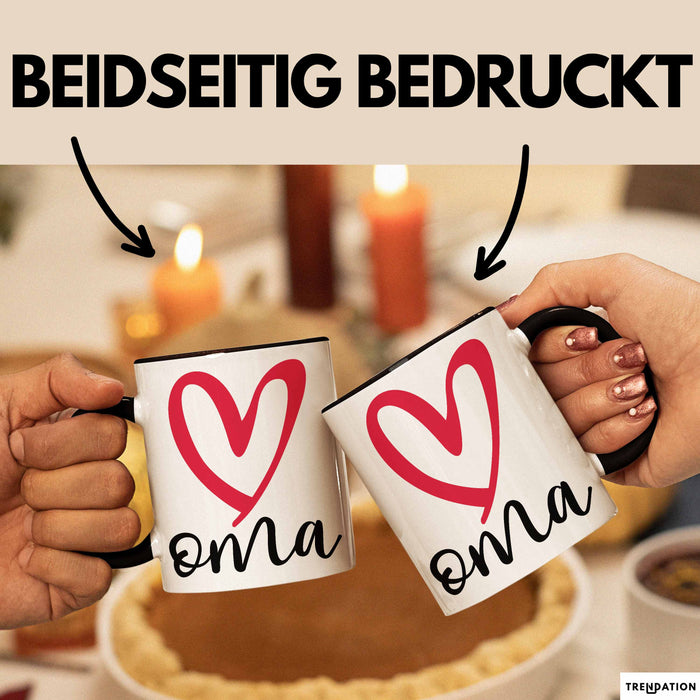 Oma Herz Tasse Geschenk Muttertag Liebevolle Spruchidee Schwarz Trendation