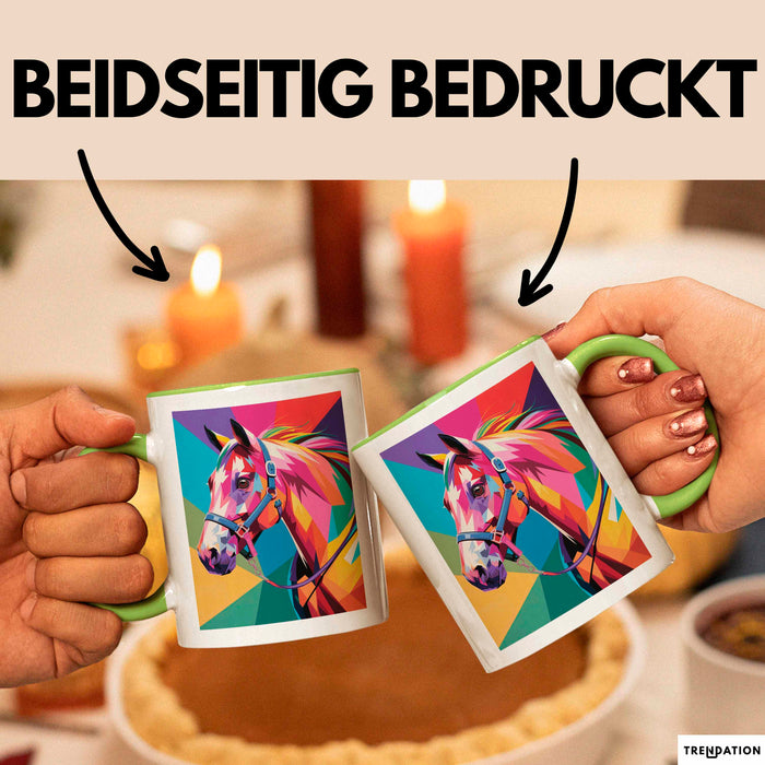 Pferde Tierliebhaber Tasse Geschenk Lustige Geschenkidee Spruch Grün Trendation