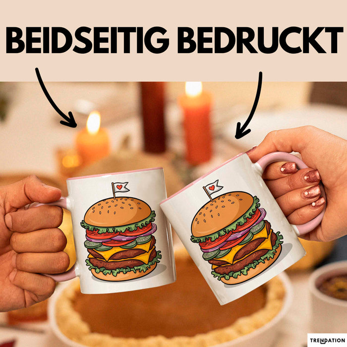 Burger Fan Tasse Geschenkidee für Grillmeister Rosa Trendation