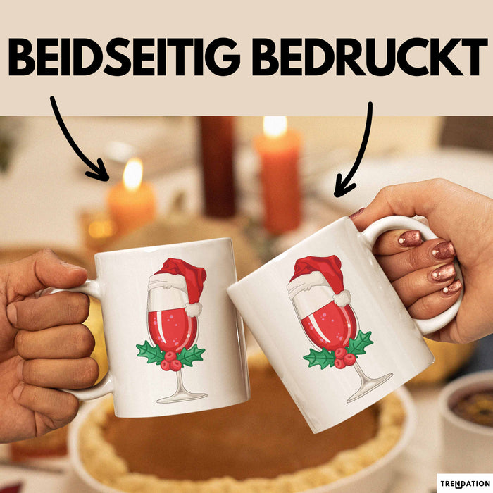Weihnachten Weinglas Tasse Geschenk Weihnachtliche Grafik Kaffee-Becher Weiß Trendation