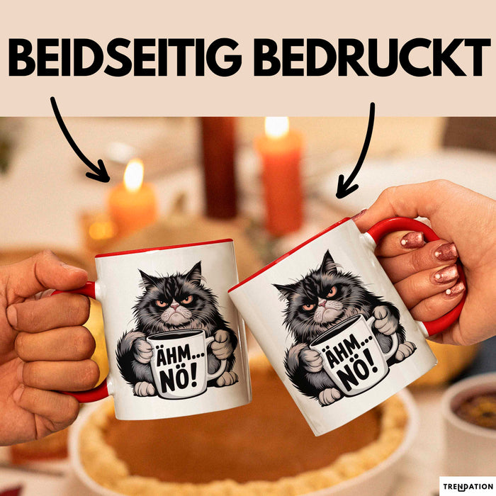 Katzen Tierliebhaber Tasse Geschenk Lustige Geschenkidee Spruch Ähm Nö Rot Trendation