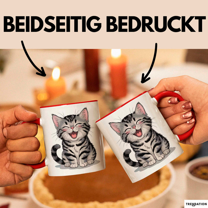 Katzen Tierliebhaber Tasse Geschenk Lustige Geschenkidee Spruch Rot Trendation