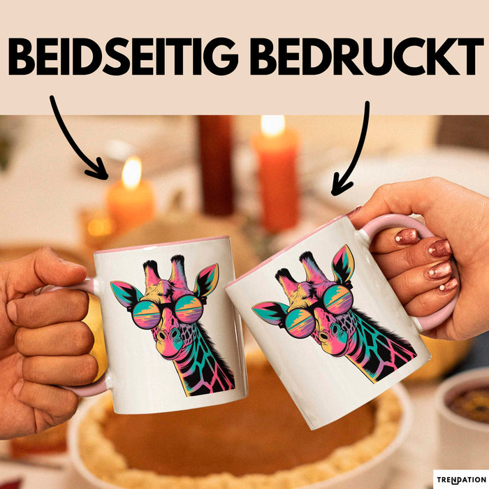Giraffe Mit Sonnenbrille Tasse Geschenk Lustige Geschenkidee Spruch Rosa Trendation