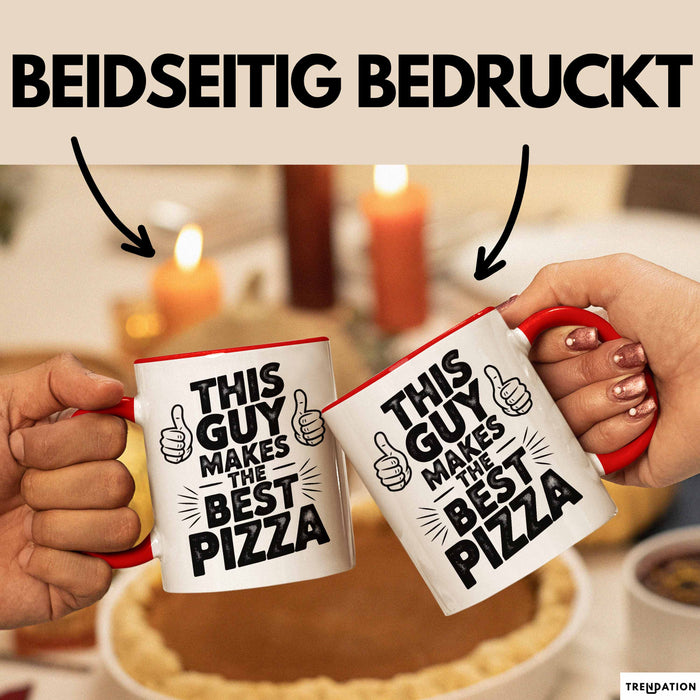 Pizzabäcker Tasse Geschenk Macht die beste Pizza Koch Spruch Rot Trendation