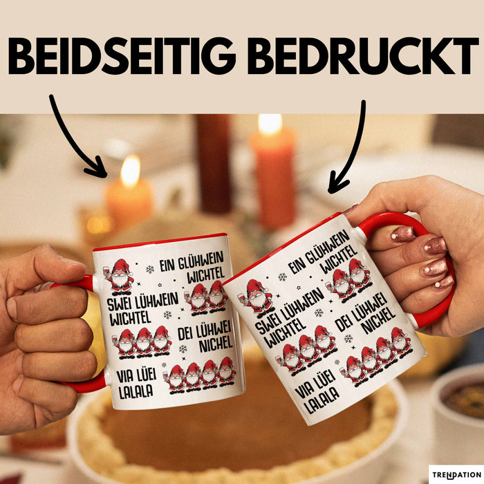 Weihnachten Tasse Geschenk Glühwein Ein Glühwein Wichtel Swei Glühwein Wichtel Geschenkidee Lustiger Spruch Kaffee-Becher Rot Trendation
