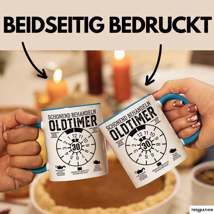 30. Geburtstag Tasse Geschenk Schonend Behandeln Oldtimer Der Ist 30 Geschenkidee Kaffee-Becher Blau Trendation