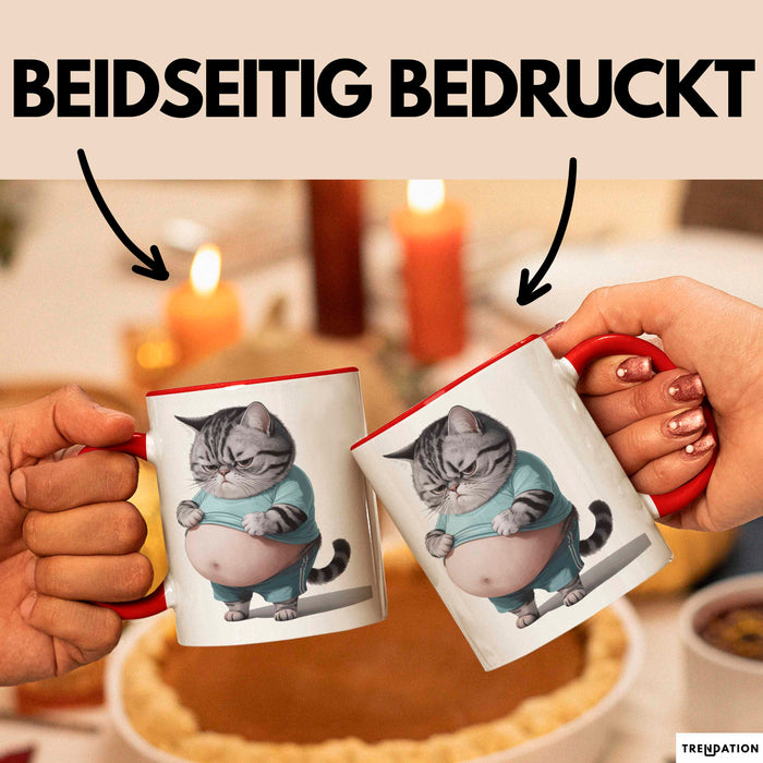 Dicke Fette Katze Kätzchen Besitzer Tasse Becher Geschenk Lustige Geschenkidee Spruch Rot Trendation