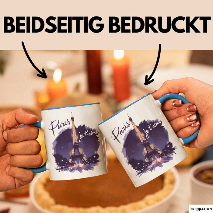 Frankreich Paris Eiffelturm Tasse Geschenk Lustige Geschenkidee Spruch Blau Trendation