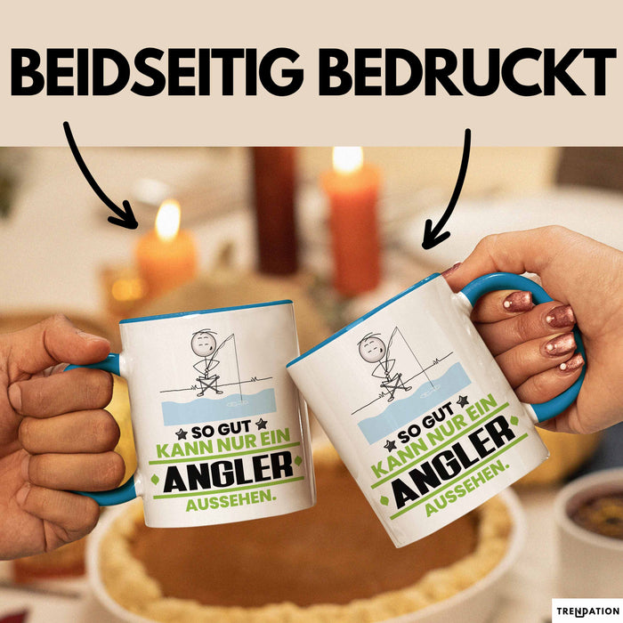 Angler Geschenk Tasse So Gut Kann Nur Ein Angler Aussehen Geschenkidee Kaffee-Becher Blau Trendation