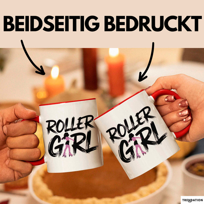 Rollschuh Skater Tasse Geschenk Rollergirl Skating Geschenkidee Lustig Rot Trendation