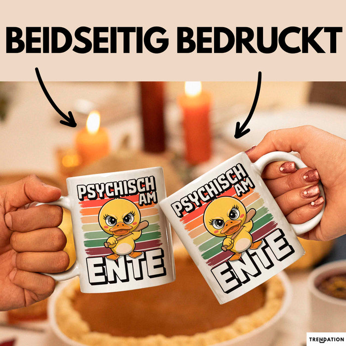 Ente Tier Tasse Geschenk Lustige Geschenkidee Spruch Psychisch Am Ente Weiß Trendation