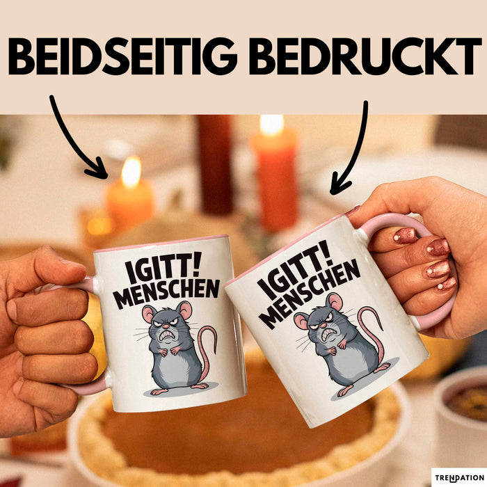 Sarkastisch Sarkasmus Introvertiert Tasse Geschenk Lustige Geschenkidee Spruch Igitt Menschen Rosa Trendation