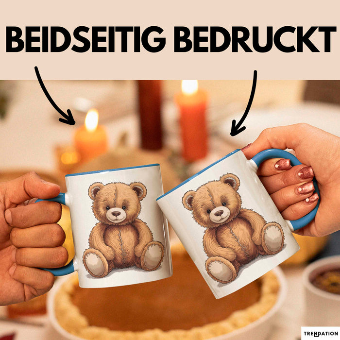 Teddybär Tierliebhaber Tasse Geschenk Lustige Geschenkidee Spruch Blau Trendation