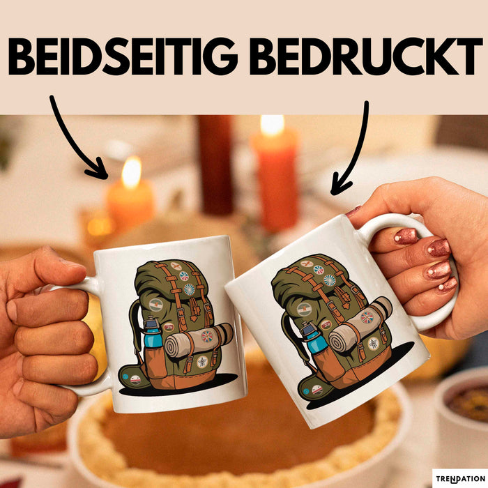 Rucksackreisender Tasse Geschenkidee für Wanderpfad Fans Weiß Trendation