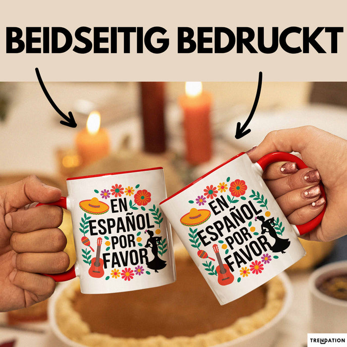 Spanischlehrer Unterricht Tasse Geschenk Lustige Geschenkidee Spruch En Español Por Favor Rot Trendation