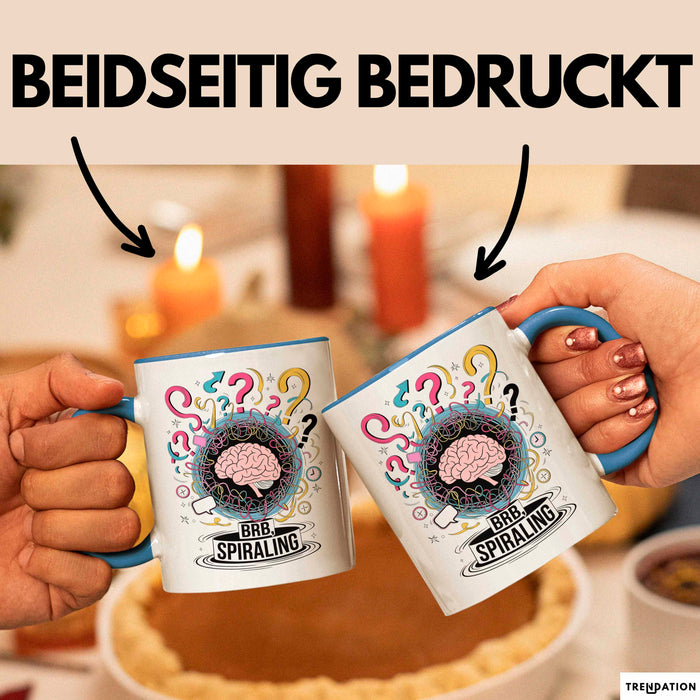 Überdenker Tasse Geschenk Lustige Geschenkidee Spruch Für Beschäftigte Köpfe Blau Trendation