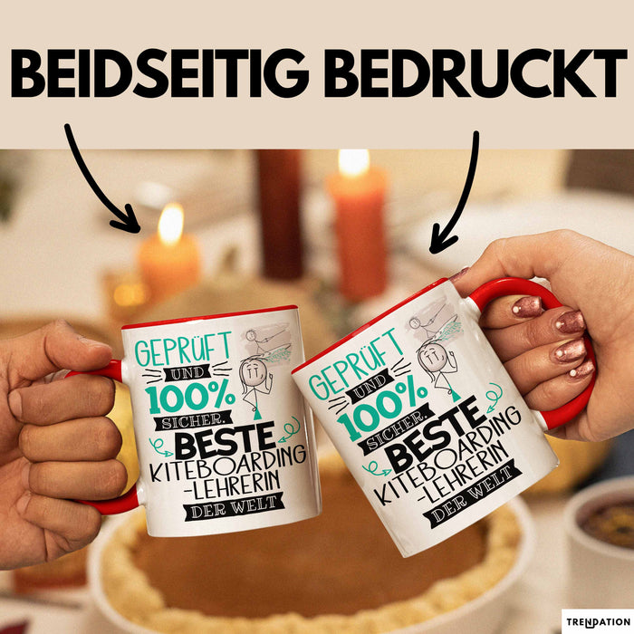 Beste Kiteboarding-Lehrerin Der Welt Tasse Geschenk für Eine Kiteboarding-Lehrerin Geprüft Und Sicher Geschenkidee Geburtstag Weihnachten Rot Trendation