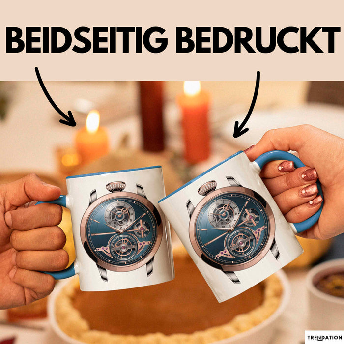 Luxusuhren Sammler Tasse Geschenkidee Zeitmesser Liebhaber Blau Trendation