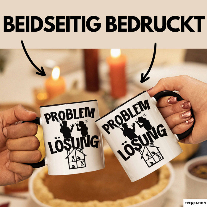Handwerker Tasse Geschenk für Dachdecker Maler Männer Geschenkidee Problem und Lösung Handwerk Hausmeister Schwarz Trendation