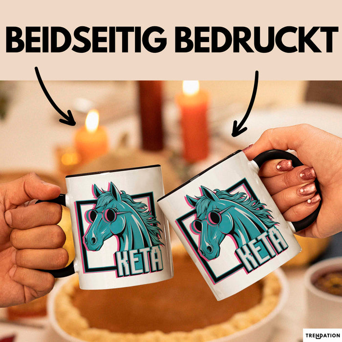 Pferde Tierliebhaber Tasse Geschenk Lustige Geschenkidee Spruch Keta Ketamin Pferd Schwarz Trendation