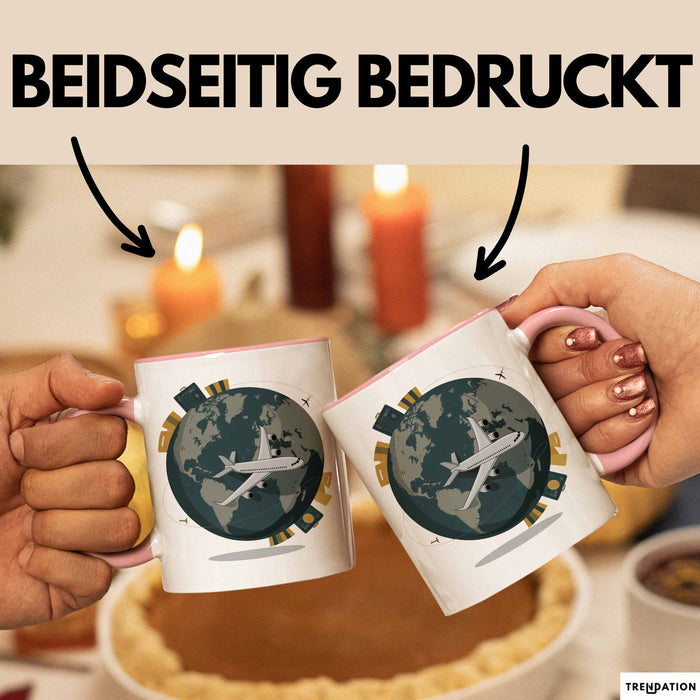 Reisender Tasse Geschenkidee für Abenteuerlustige Rosa Trendation