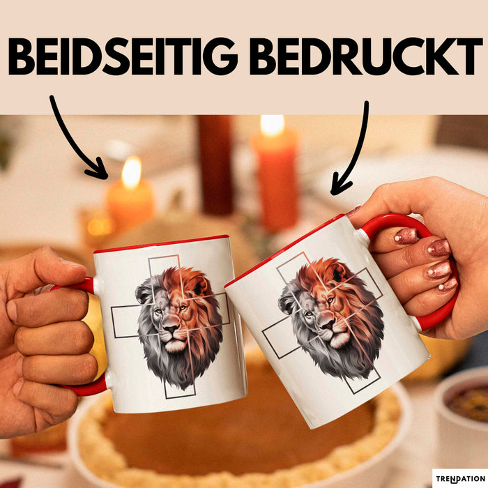 Jesus Löwe von Juda Tasse Geschenk Lustige Geschenkidee Spruch Rot Trendation