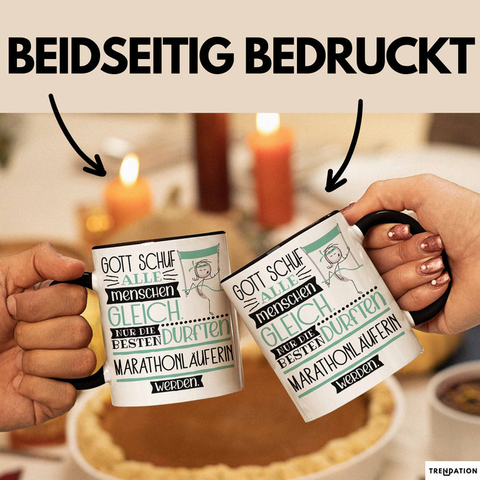 Marathonläuferin Geschenk Becher Tasse Gott Schuf Alle Menschen Gleich Nur Die Besten Durfeten Marathonläuferin Werden Geschenkidee Lustig Trendation