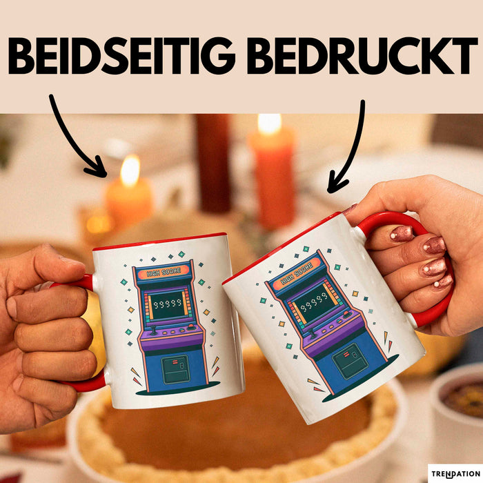 Arcade Enthusiast Tasse Geschenk Lustige Geschenkidee Spruch Für Highscore Jäger Rot Trendation