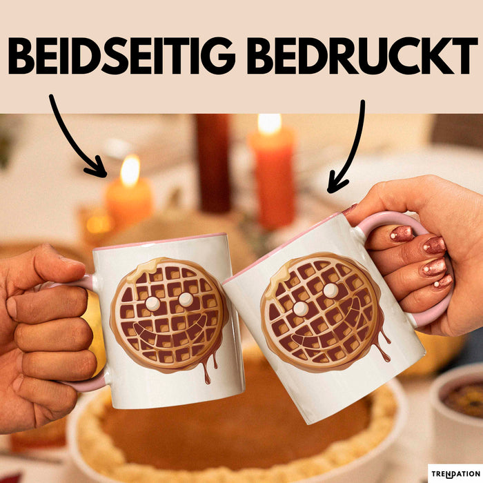 Waffel Liebhaber Tasse Geschenkidee für Sirup Fan Frühstück Rosa Trendation