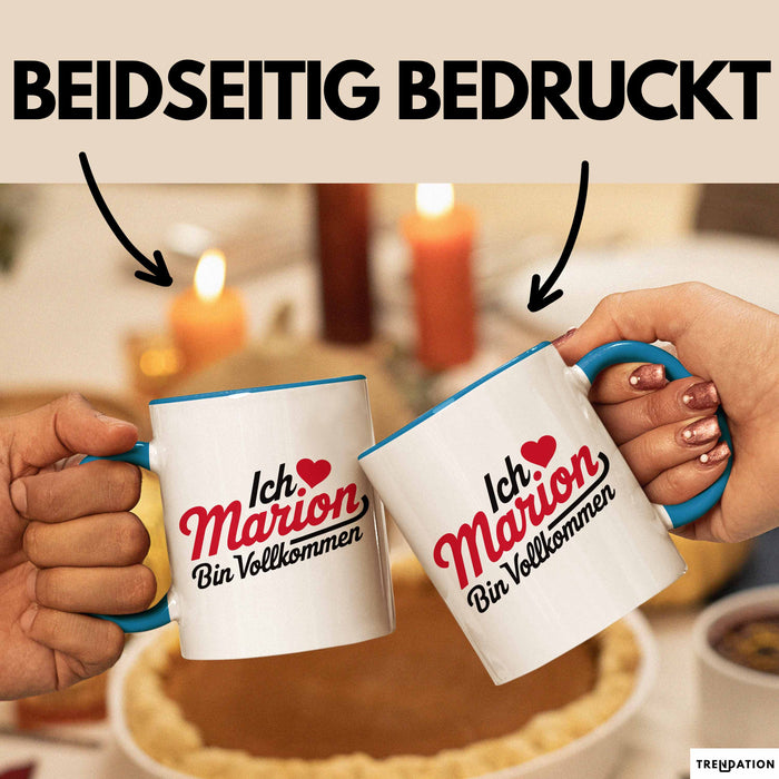 Marion Tasse Geschenk Ich Bin Vollkommen Marion Geschenkidee Geburtstag Blau Trendation