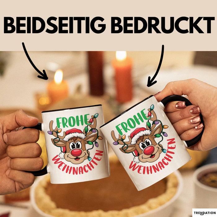 Weihnachten Tasse Geschenk Frohe Weihnachten Rentier Geschenkidee Weihnachtszeit Kaffee-Becher Trendation