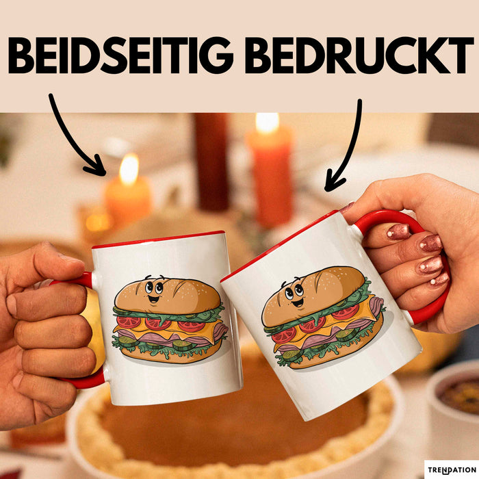Sandwich Liebhaber Tasse Geschenkidee für Snack Stapel Fan Rot Trendation