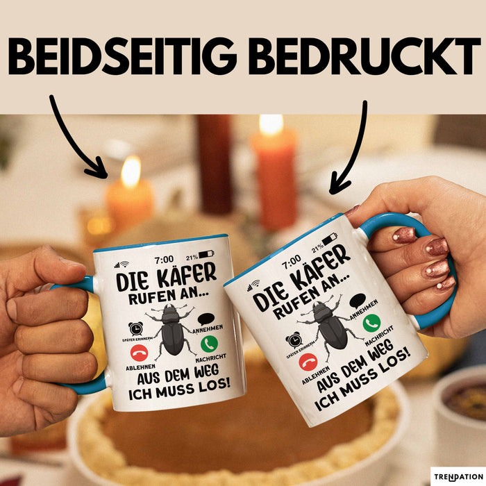 Käfer Liebhaber Tasse Geschenk Die Käfer Rufen An Geschenkidee Becher Blau Trendation