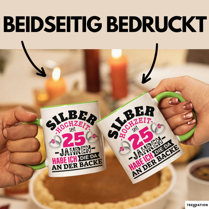 Silberhochzeit Tasse Geschenk Seit 25 Jahren Lustiger Spruch Humorvoll Grün Trendation