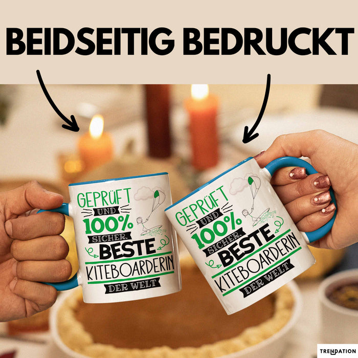 Beste Kiteboarderin Der Welt Tasse Geschenk für Eine Kiteboarderin Geprüft Und Sicher Geschenkidee Geburtstag Weihnachten Blau Trendation