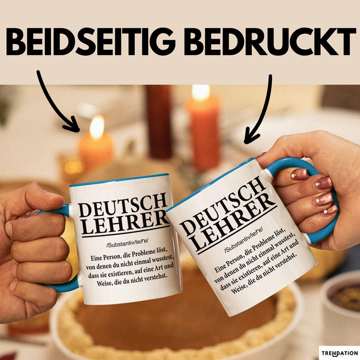 Deutschlehrer Unterricht Tasse Geschenk Lustige Geschenkidee Spruch Deutsch Lehrer Blau Trendation