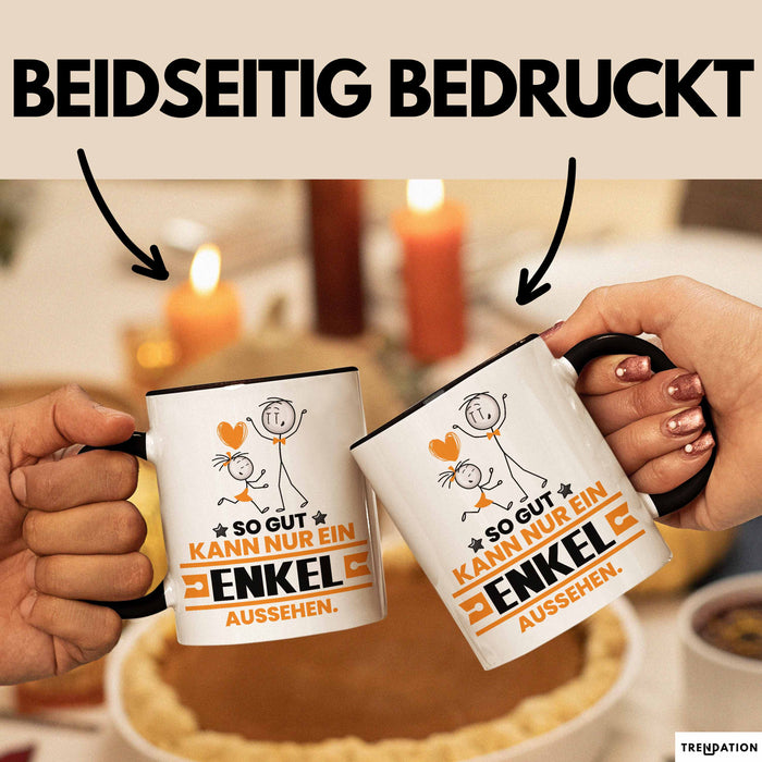 Enkel Geschenk Tasse So Gut Kann Nur Ein Enkel Aussehen Geschenkidee Kaffee-Becher Schwarz Trendation