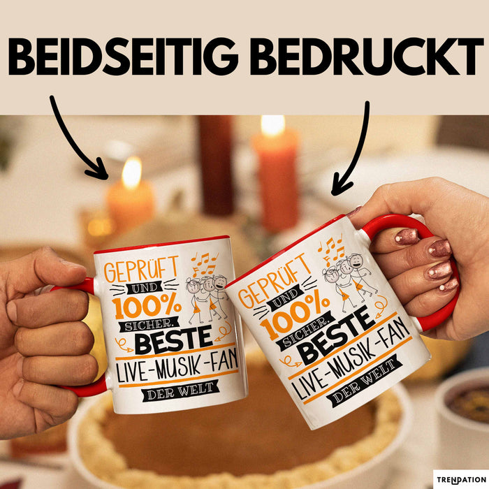 Beste Live-Musik-Fan Der Welt Tasse Geschenk für Eine Live-Musik-Fan Geprüft Und Sicher Geschenkidee Geburtstag Weihnachten Rot Trendation